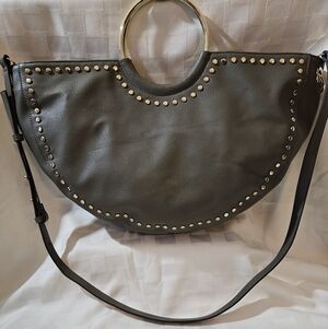 INC-International Concept Studded Army Green Leather Hobo Bag